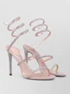 René Caovilla Lace Up Stiletto Sandals Open Toe Spiral In Pink