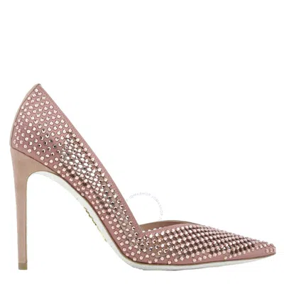 René Caovilla Rene Caovilla Ladies Blush Crystal Pointed-toe Pumps In Pink