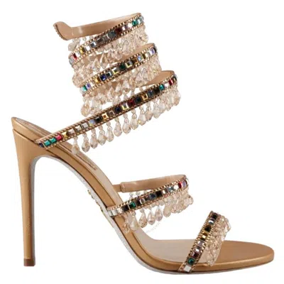 René Caovilla Rene Caovilla Ladies Crystal Chandelier 105 Spiral Sandals In Gold Tone