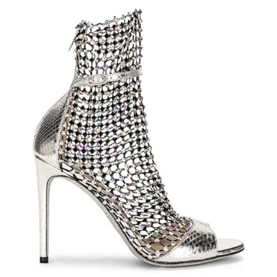 René Caovilla Rene Caovilla Ladies Galaxia Rhinestone Mesh Sandals In Silver Tone