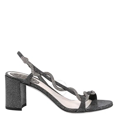 René Caovilla Rene Caovilla Ladies Margot 65 Antracite Jewel Sandals In Black