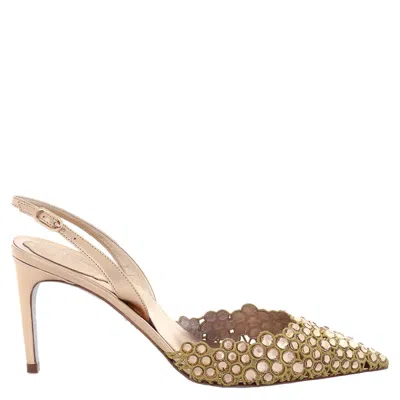 René Caovilla Rene Caovilla Ladies Vega Crystal Gold Slingback Pumps In Multi