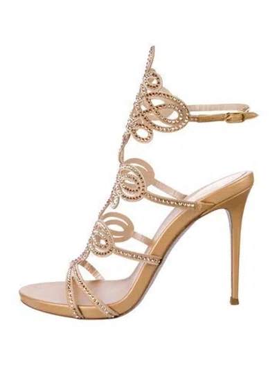 Pre-owned René Caovilla Leather Animal Print Gladiator Sandals In Neutral