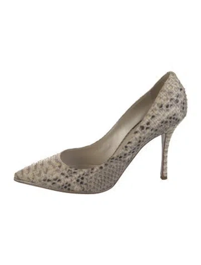 Pre-owned René Caovilla Leather Animal Print Pumps In Neutrals
