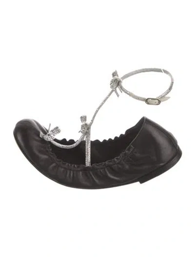Pre-owned René Caovilla Leather Ballet Flats In Black
