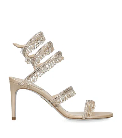 René Caovilla Leather Chandelier Sandals 80 In Beige