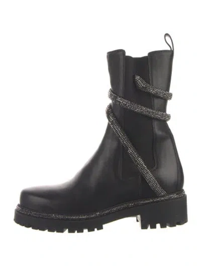 Pre-owned René Caovilla Leather Chelsea Boots In Black