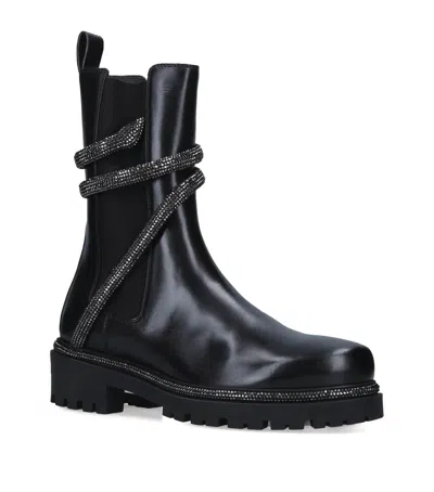 René Caovilla Leather Cleo Biker Boots 25 In Black