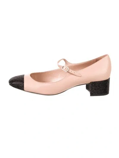 Pre-owned René Caovilla Leather Colorblock Pattern Pumps In Neutral