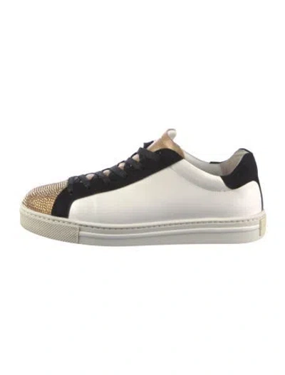 Pre-owned René Caovilla Leather Colorblock Pattern Sneakers In White