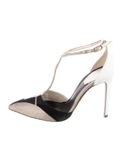 Pre-owned René Caovilla Leather Colorblock Pattern T-strap Pumps In Multi