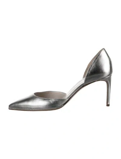 Pre-owned René Caovilla Leather Crystal Embellishments D'orsay Pumps In Silver