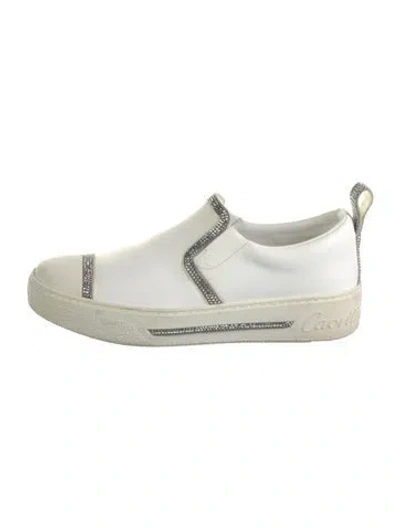 Pre-owned René Caovilla Leather Crystal Embellishments Espadrilles In White