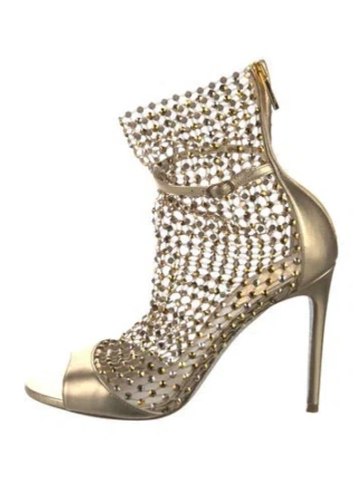 Pre-owned René Caovilla Leather Crystal Embellishments Sandals