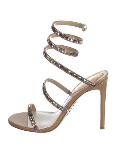 Pre-owned René Caovilla Leather Crystal Embellishments Sandals