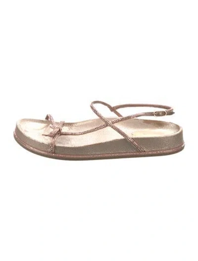 Pre-owned René Caovilla Leather Crystal Embellishments Sandals In Pink