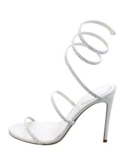 Pre-owned René Caovilla Leather Crystal Embellishments Sandals In Silver