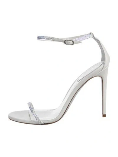 Pre-owned René Caovilla Leather Crystal Embellishments Sandals In White