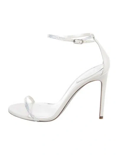 Pre-owned René Caovilla Leather Crystal Embellishments Sandals In White