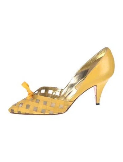 Pre-owned René Caovilla Leather D'orsay Pumps In Yellow