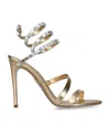 René Caovilla Leather Embellished Crystal Sandals 105 In Gold