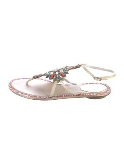 Pre-owned René Caovilla Leather Flats In Neutrals