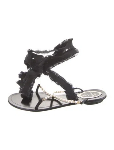 Pre-owned René Caovilla Leather Gladiator Sandals In Black