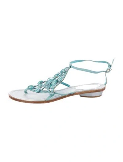 Pre-owned René Caovilla Leather Gladiator Sandals In Blue