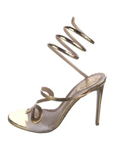Pre-owned René Caovilla Leather Gladiator Sandals In Gold