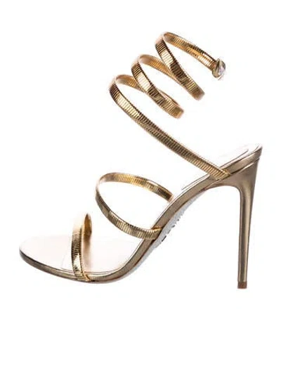 Pre-owned René Caovilla Leather Glitter Accents Sandals