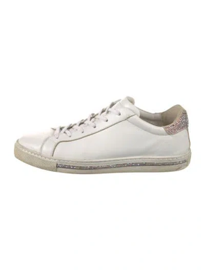 Pre-owned René Caovilla Leather Glitter Accents Sneakers In White