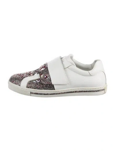 Pre-owned René Caovilla Leather Graphic Print Sneakers In White