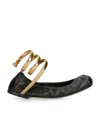 René Caovilla Juniper 10 Lambskin Serpent Detail Ballerinas In Black