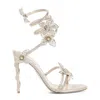 René Caovilla Margot 105 Crystal-embellished Sandals In Neutrals