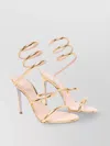 René Caovilla Leather Metallic Spiral Strap Sandals