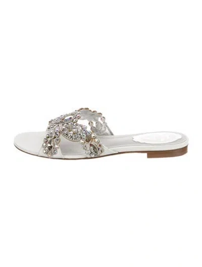 Pre-owned René Caovilla Leather Mules In Silver