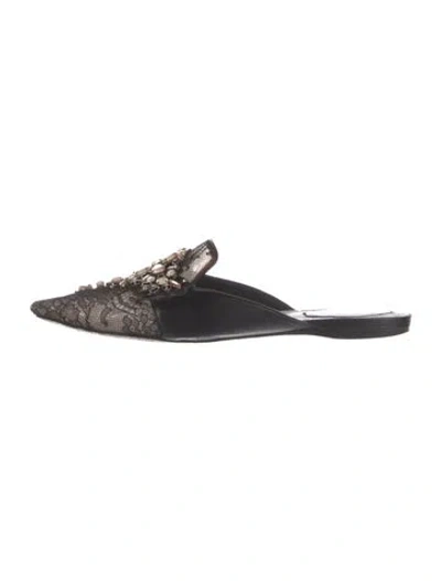 Pre-owned René Caovilla Leather Patterned Mules In Black