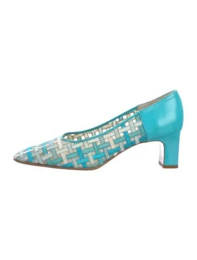Pre-owned René Caovilla Leather Patterned Pumps In Blue