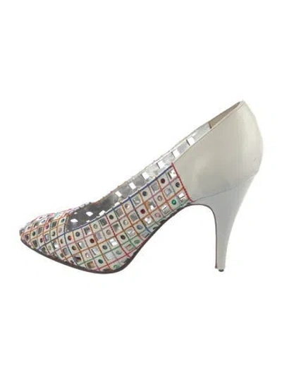 Pre-owned René Caovilla Leather Patterned Pumps In White