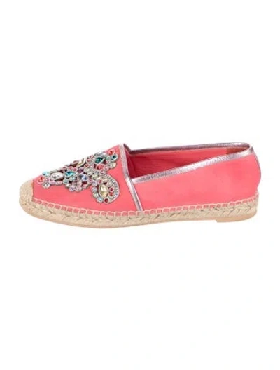Pre-owned René Caovilla Leather Printed Espadrilles In Pink