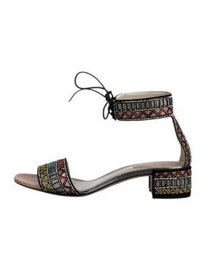 Pre-owned René Caovilla Leather Printed Sandals In Black