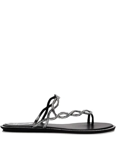 René Caovilla Rene Caovilla Black Flat Braid Sandal 10