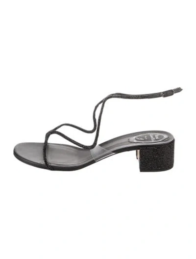 Pre-owned René Caovilla Leather Sandals In Black