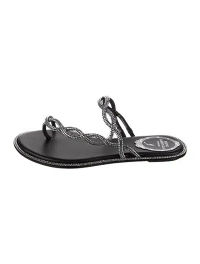 Pre-owned René Caovilla Leather Sandals In Black