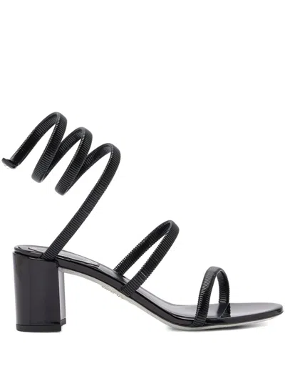 René Caovilla Leather Sandals In Black