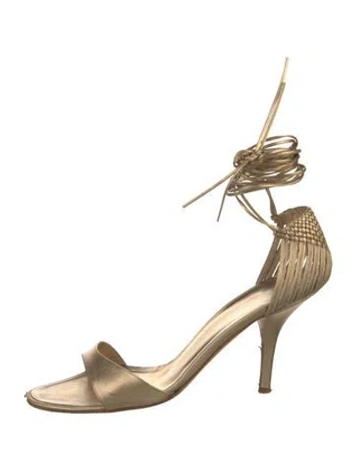 Pre-owned René Caovilla Leather Sandals In Gold