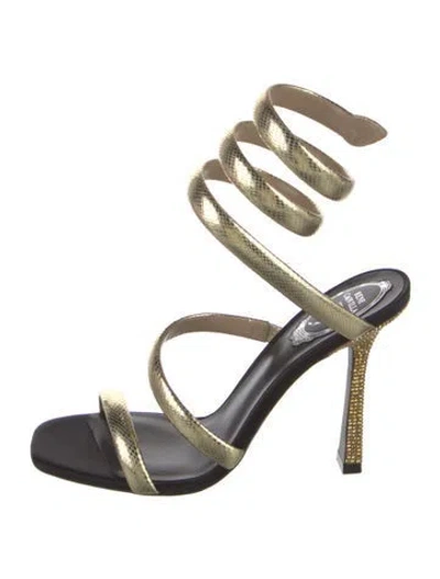 Pre-owned René Caovilla Leather Sandals In Gold