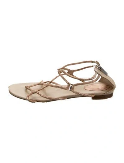 Pre-owned René Caovilla Leather Sandals In Gold