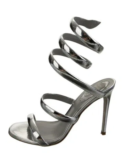 Pre-owned René Caovilla Leather Sandals In Metallic/silver