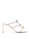 René Caovilla 100mm Crystal-embellished Satin Mules In Pink
